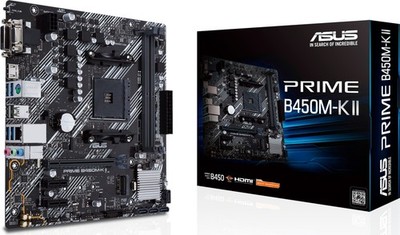 ASUS Prime B450M-K II Mainboard AMD Ryzen B450 Sockel AM4 Micro µATX 4x DDR4 M.2