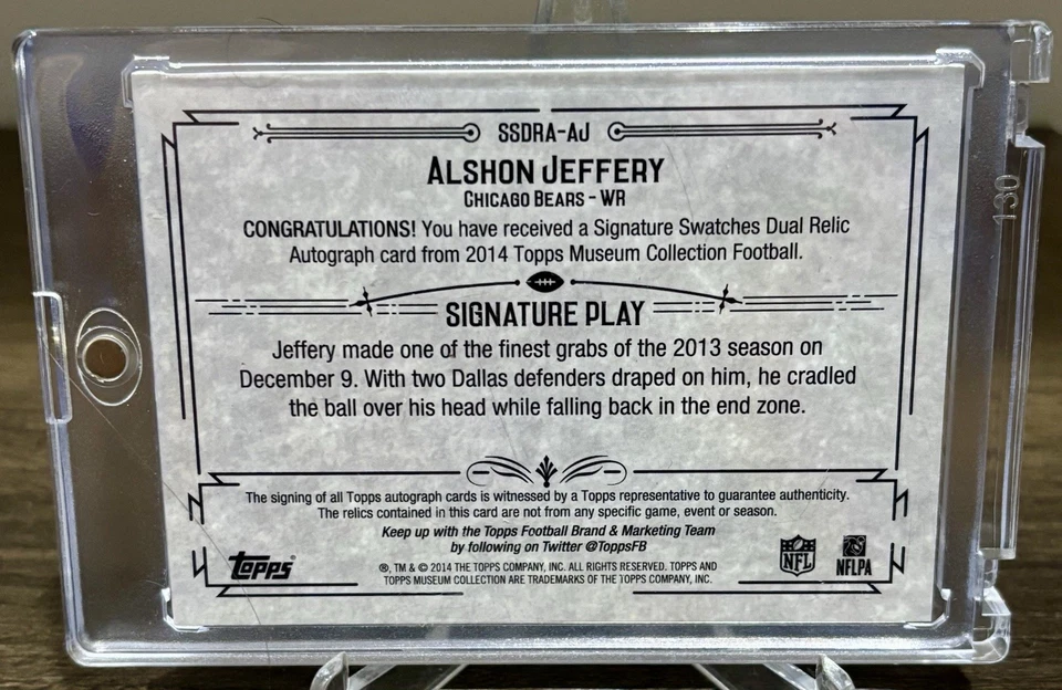 Alshon Jeffery Dual Patch Auto 04/50 2014 Topps Museum Collection MINT!! 🔥🔥🔥 - Image 3 of 4