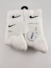NIKE Kids' Unisex Everyday Cushioned Ankle Socks 6 Pairs , White YTH 10c-3y