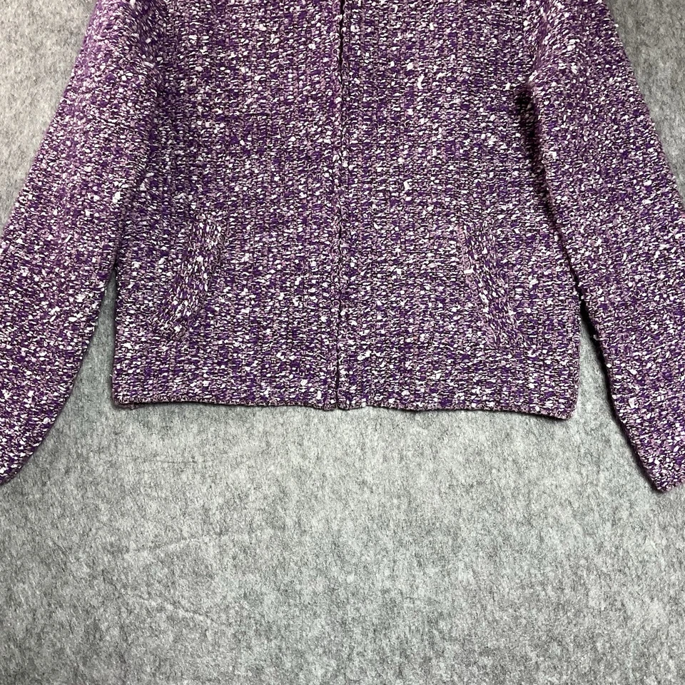 Suéter Mossimo Dutti Mujer Pequeño Púrpura Mezcla Lana Bolsillos Cremallera Cárdigan Casa de campo Foto 4 de 4