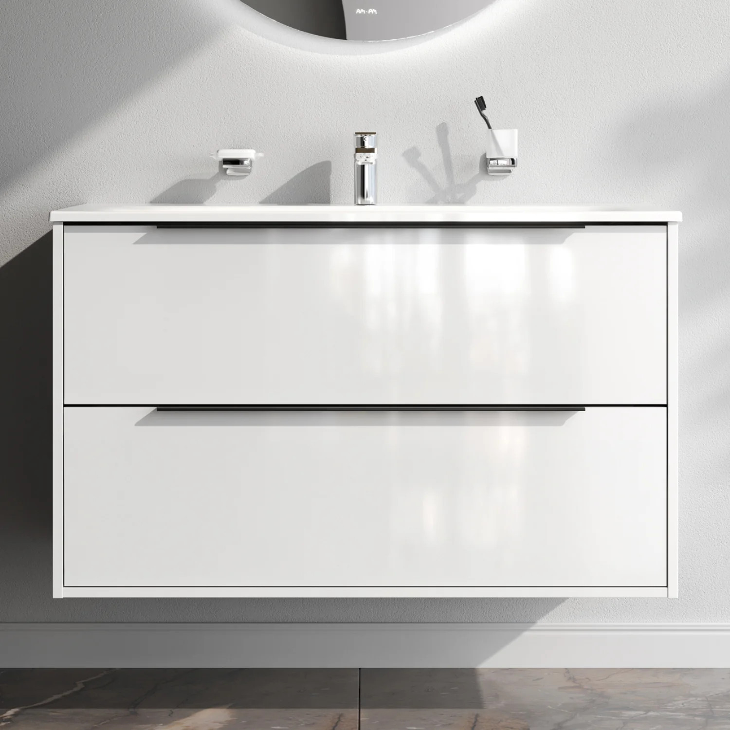 AM.PM Flash Meuble vasque suspendu 100 cm blanc 2 tiroirs Soft Close