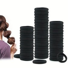 Black Hair Ties for Women No Damage Elastic Hair Bands for Thick hair