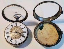 Antique Sterling Silver Pair Case Verge Fusee Pocket Watch late 1800's