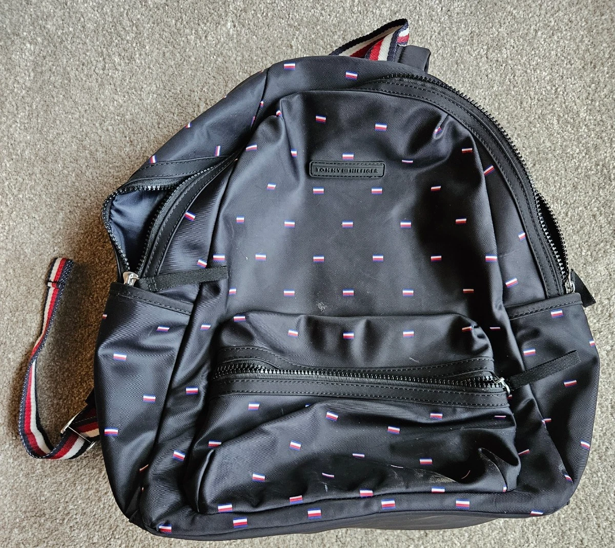 ?Tommy Hilfiger Women\'s Mini Backpack Black Bag Signature TH Pattern Tommy Hilfiger Small Backpacks for Women for sale - eBay main image 2
