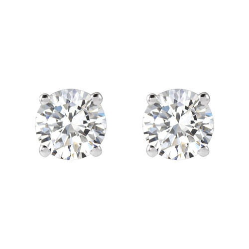 14K White Gold 5mm 1 CTW Lab-Grown Diamond Stud Earrings 0.78gm Gift for Mother - Picture 2 of 2