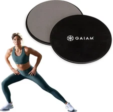 Gaiam Core Sliding Discs - Dual Sided Workout Sliders for Carpet & Hardwood Floo