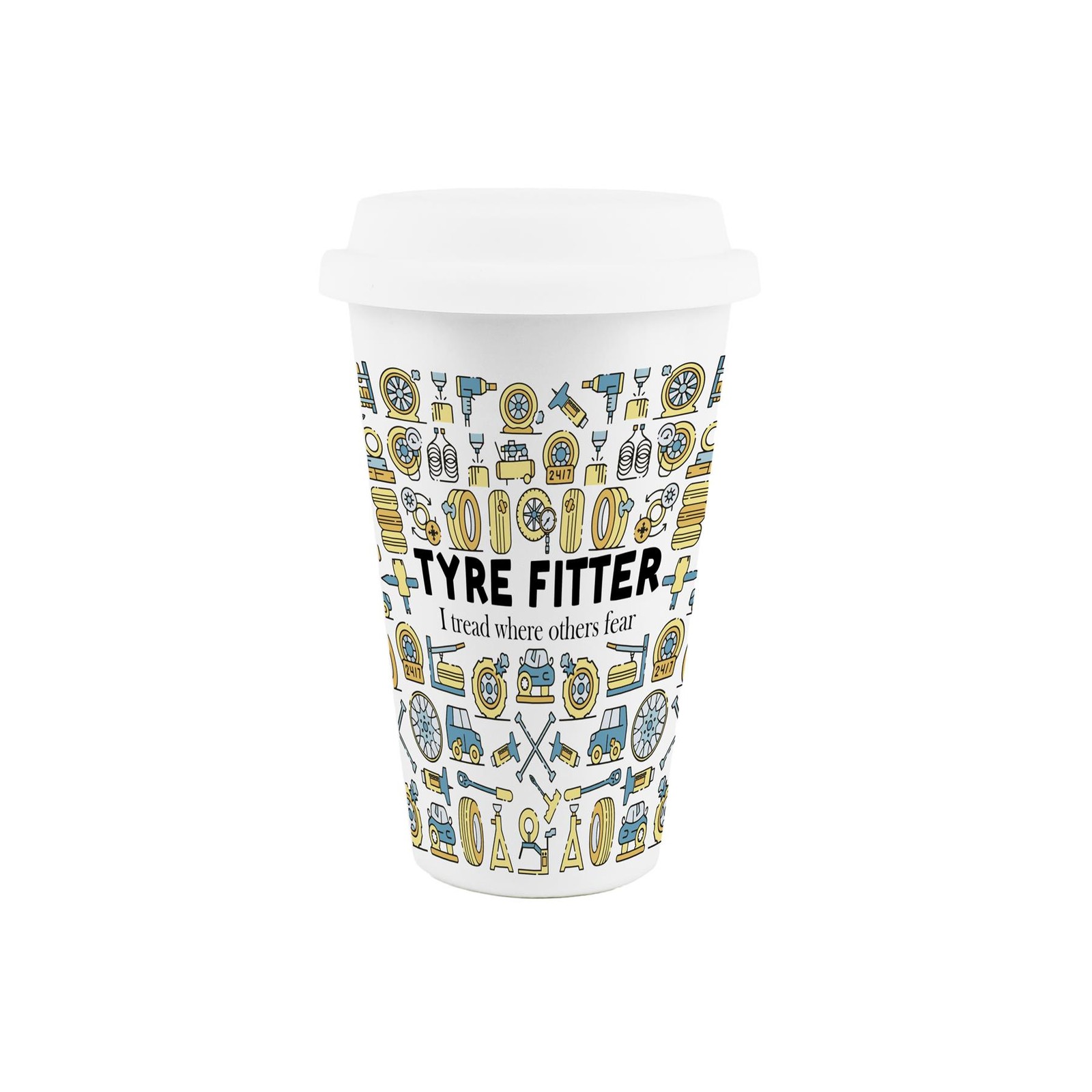 Tyre Fitter Ceramic Travel Mug - Reusable Insulated Drinks Cup Gift
