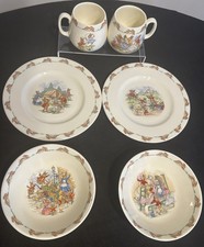 6 Piece Bunnykins Royal Doulton Cup Bowl and Plate Set English Fine Bone China