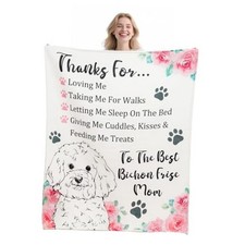 Bichon Frise Gifts for Women Dog Lovers Soft Warm Bichon Frise Blanket Throw