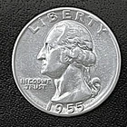 1955-P  25c SILVER  Washington Quarter  AU   Mintage 18.6m    (R001)