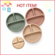 Eascrozn Suction Plates for Baby 3 pack, Stay Put Divided Toddler Plates, 100 F