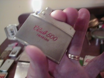 OLD USED MADE IN JAPAN HADSON FLAT ADVERTISEMENT LIGHTER CLUB 500 IWAKUNI LIGHTS