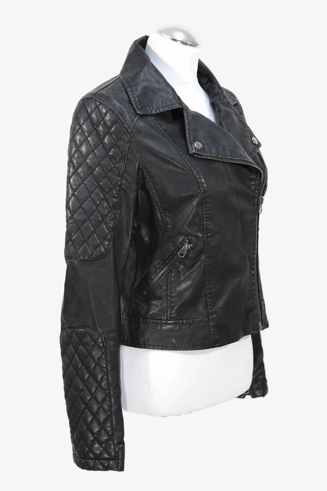 Topshop Damen Jacke Gr. 34 Schwarz Biker Jacke Freizeit Alltag Herbst Jacket - Bild 2 von 4