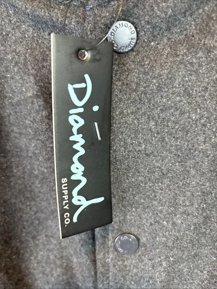 Chaqueta Bomber Diamond Supply Co Fieltro Bordada Gris Para Hombre Talla XL Foto 3 de 4