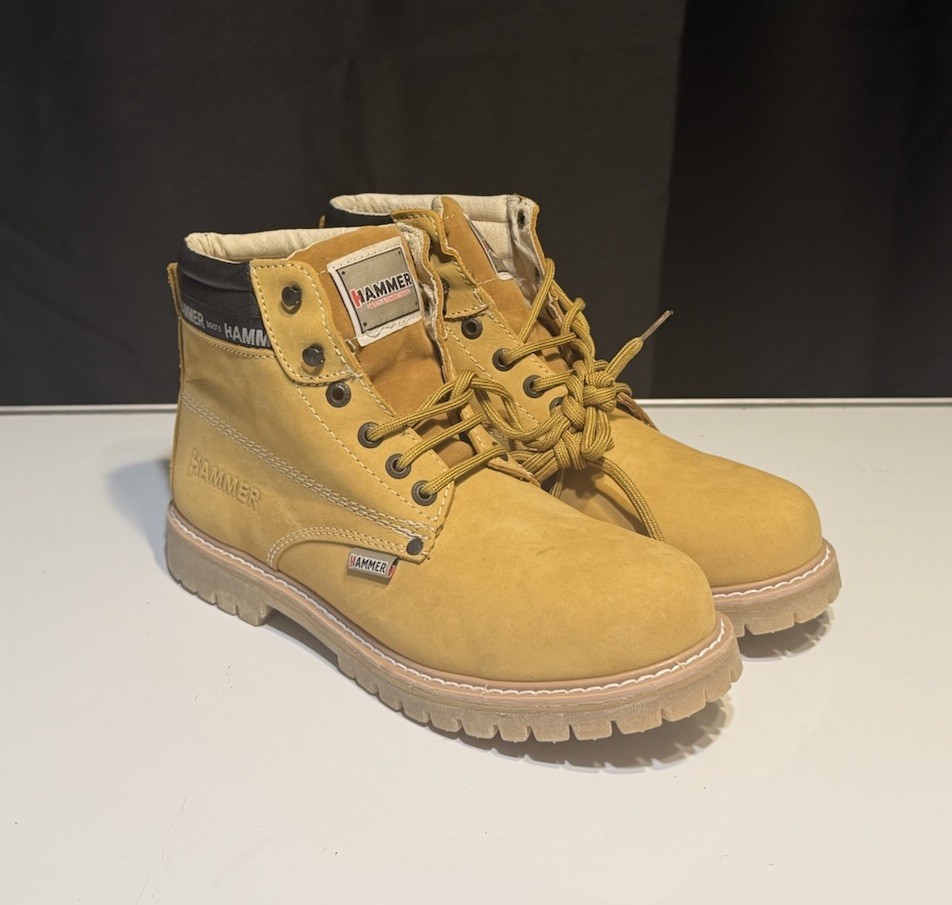 Mens Size 11 Tan Durable Leather Work Boots / Steel Toe 