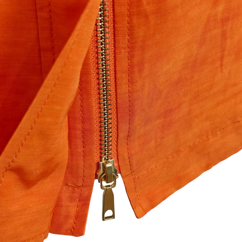 Jaqueta Lafayette 148 com cinto zíper completo frontal tamanho 10 laranja linho bolsos cupro - Imagem 3 de 4