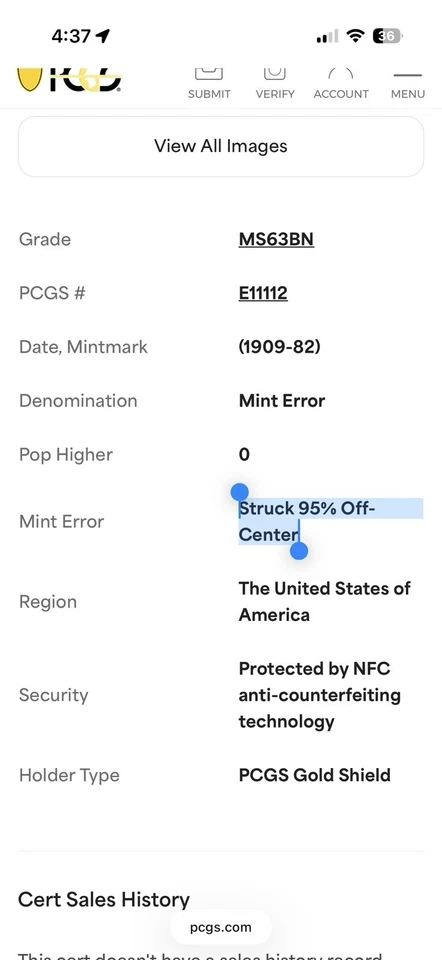 PCGS Error One Cent - Image 3 of 3