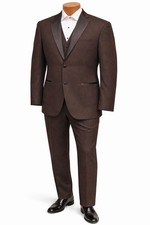 Men's Chocolate Brown Calvin Klein Tuxedo Jacket 44L with 38 Waist Pants
