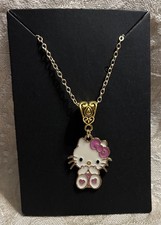 Sanrio Hello Kitty Whimsical Charm Cartoon Adorable Pendant Gold Necklace 18  