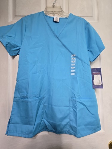 NWT-Cherokee Scrub Top size S-Turquoise Blue V-Neck- Chest 21"/L 28" - Picture 1 of 5