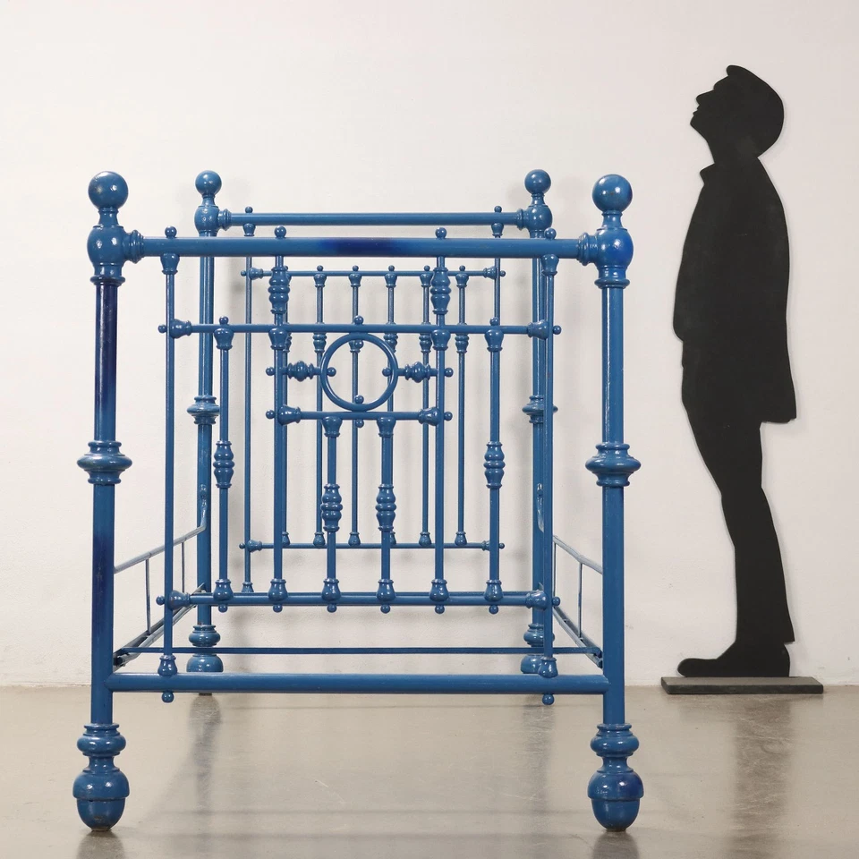 Lit Simple Ancien en Fer Laqué Italie XIXe-XXe Siècle - Photo 2/4