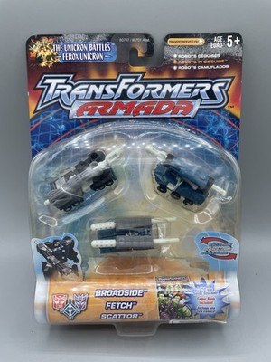 2003 Transformers Armada Mini Con Night Attack Broadside Fetch Scattor New
