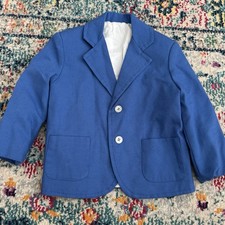 Vintage 80s Jack Jar Blue Blazer Suit Coat Jacket Boys Size 2 Made In USA