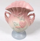Hull Pottery Two-Handled Magnolia Vase #12-6-1/4", Pink/Yellow