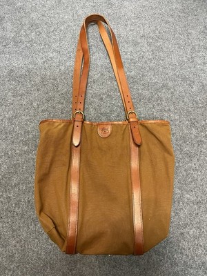 IL BISONTE Canvas and Leather Shoulder Bag/Tote Bag, Brown Women USED