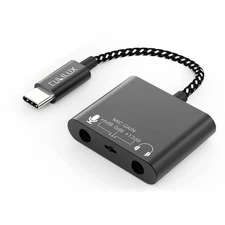 Cubilux USB C Mic Splitter for Lav Microphone,TRS Headphone Mic with Mic Gain...