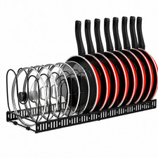 Pot and Pan Organizer Rack for Cabinet, Fully Expanded Size 22.83" W x 7.09" D x