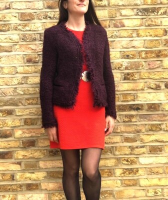 IRO Mohair Wool Net A Porter Bomber Jacket S Burgundy red fringe Steampunk  Boho UK