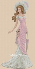 Elegant Lady Breast Cancer Dress Full Length Counted Cross Stitch CHART #1-156k