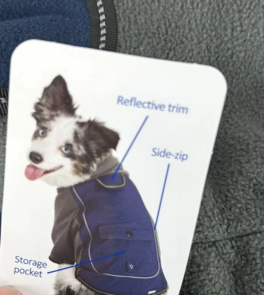 Medium bonded fleece turtleneck Reflective navy blue dog Winter sweater - Image 3 of 4