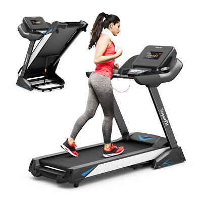 4.75HP Electric Folding Treadmill W/APP Auto Incline Preset Programs Speakers