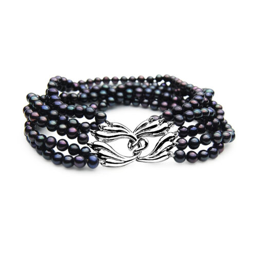 5mm AAA Six Strands Black Pearl Bracelets Pacific Pearls® Best Anniversary Gifts - Picture 1 of 7