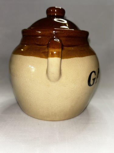 Olla de almacenamiento de ajo de gres vintage tarro soporte de ajo con tapa marrón, 4" - Imagen 6 de 8
