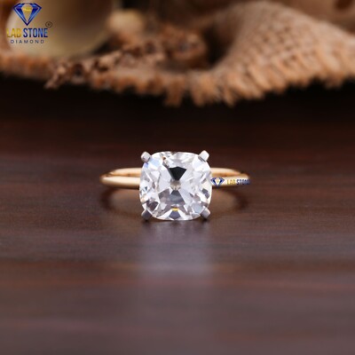 3.05 TDW Cushion Cut Lab-Created Diamond Rose Gold Ring EF Color VS Clarity