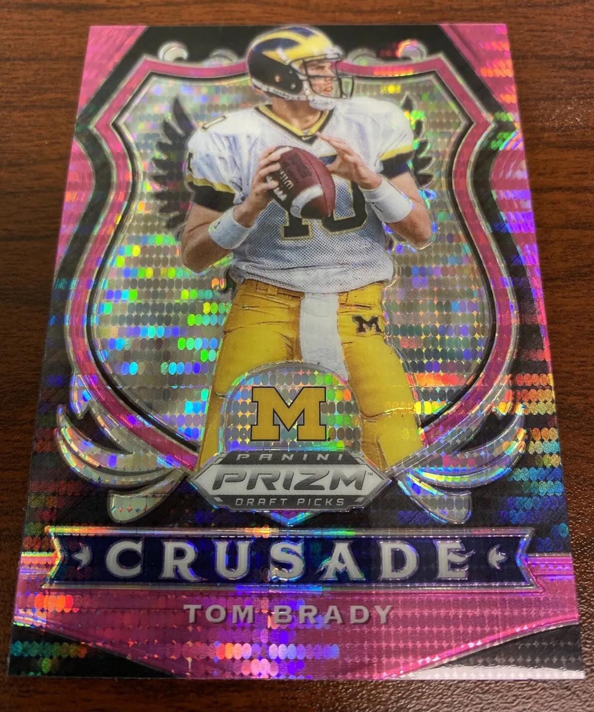 Tom Brady RARE PINK MICHIGAN CRUSADE REFRACTOR PANINI PRIZM DRAFT PICKS - Mint!