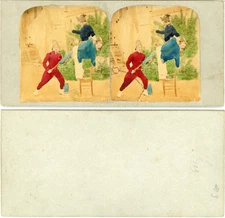 Stereo, Game Scene, D'Agility Vintage Albumen Stereo Card, Albu Print