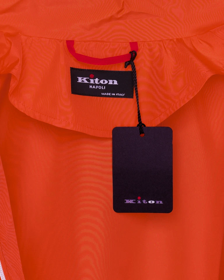 CHAQUETA BOMBER KITON NUEVA CON ETIQUETAS Cima naranja fluo ligera extra-lujo Italia 46 XS Foto 4 de 4