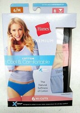 HANES Tagless Cool  Comfortable Cotton Hi-Cuts 6 Pair  Size 6/M  PCX3AS