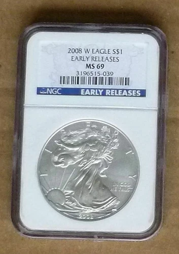 2008-W American Silver Eagle Burnished NGC MS 69 Early Release.