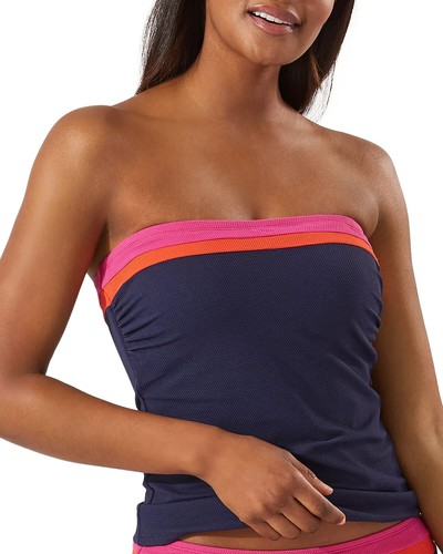 Tommy Bahama X6508 Island Cays Color Block Bandeau Tankini Top, Navy, XL - Picture 2 of 3