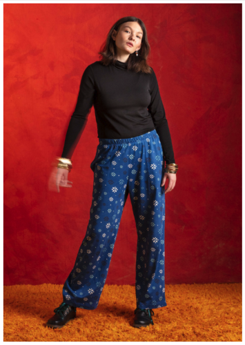 BNWT Gudrun Sjoden Size XL 20 Blue Buthi Floral Organic Cotton Jersey Trousers - Afbeelding 1 van 6