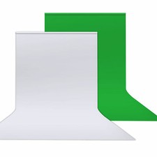 6.56x10ft 2in1 White Green Chromakey Backdrop Background for Photography Muslin