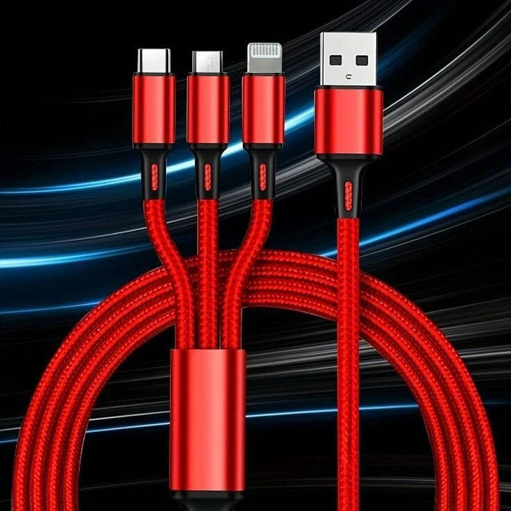 3合1快速充电线,C型,微型USB适用于所有电话类型 — 第 4/4 张图片