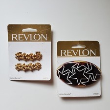 2 Goody Revlon Brown Star Design Flowers Vintage 1997 Barrette Hair Clip 90s