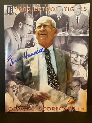 Signed Detroit Tigers Scorecard Ernie Harwell AUTOGRAPH Sportscaster D
