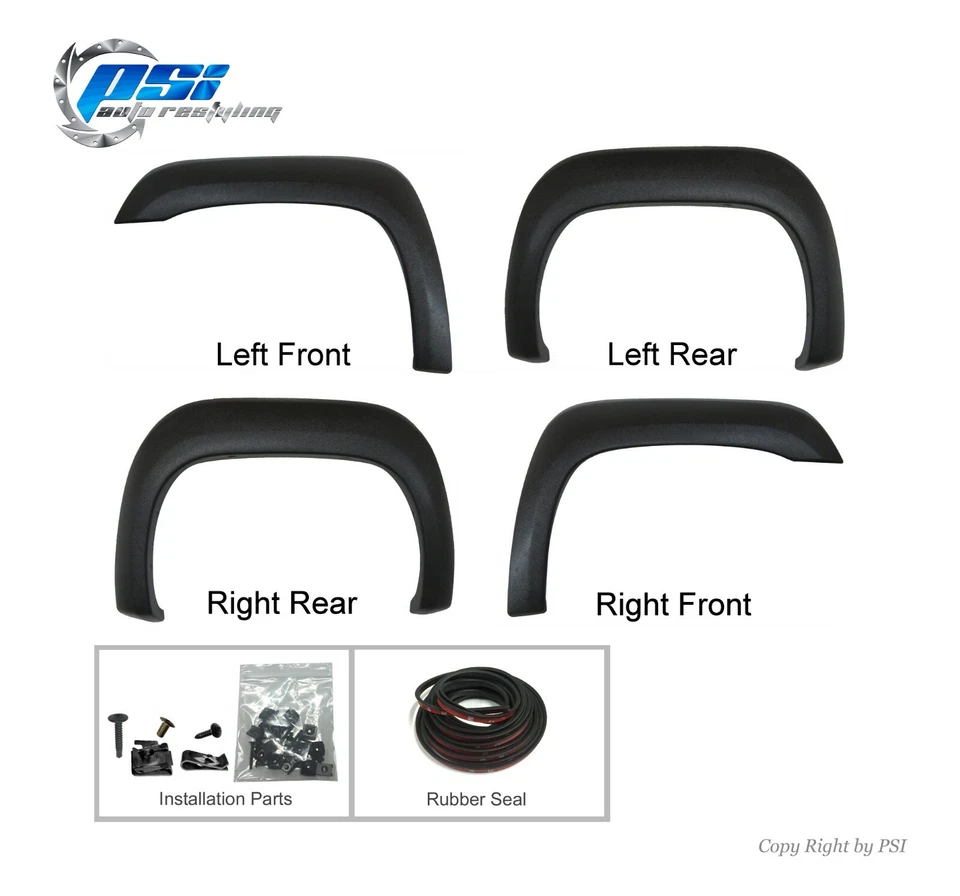 Textured OE Style Fender Flares Fits GMC Sierra 1500 2007-2013 5.8 Ft Bed Only - Image 2 of 3